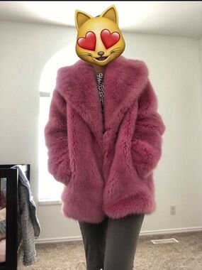 J. Crew Barbie Pink Faux Fur coat